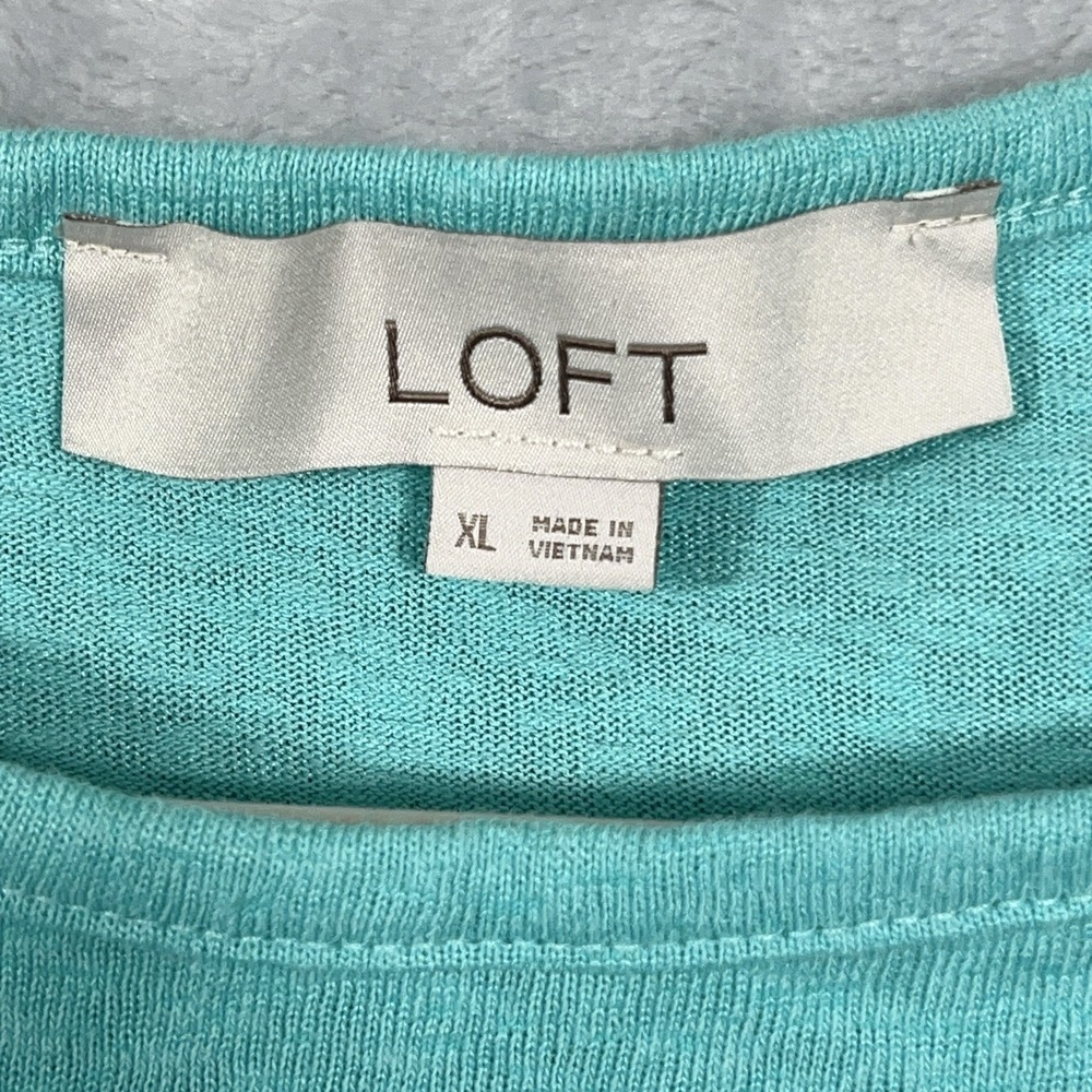 Loft Blouse Womens Top Puff Sleeve Casual T-Shirt Cotton Blend XL LOT OF 2 - Picture 3 of 13